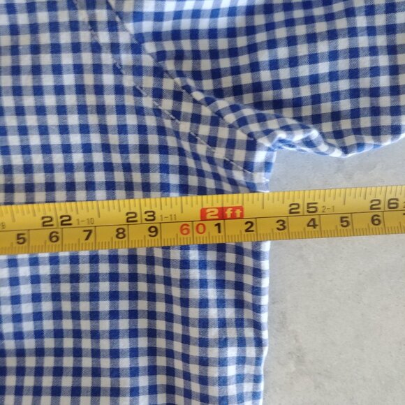 Alan Flusser Mens Large 100% cotton blue white checked button down shirt - Picture 15 of 16